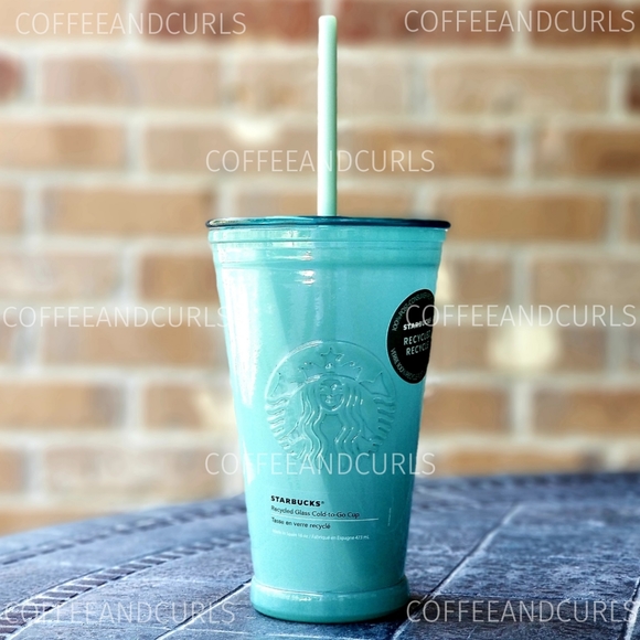 Starbucks Green Frosted Recycled Glass Tumbler 16oz NWT - Picture 2 of 9